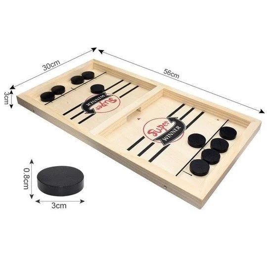 Wooden Bounce Chess - Fast Sling Puck Game - Gift For Family, Friends, Children