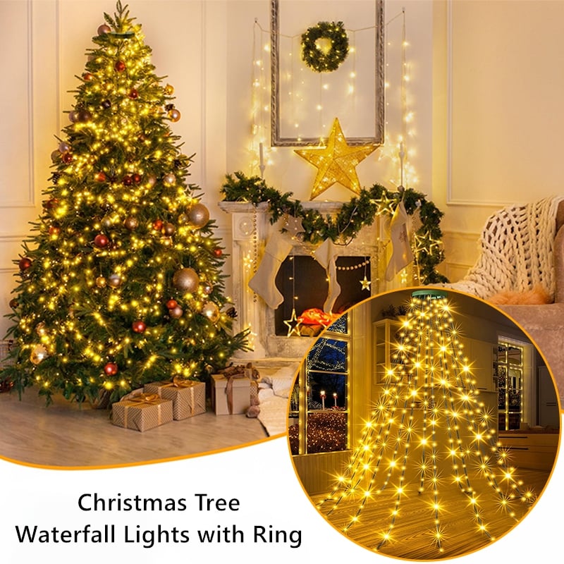 🔥Christmas Pre-sale SAVE 49%🎄Christmas Tree Waterfall Lights with Ring