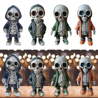 Cool Skeleton in Hoodie Sculpture Modern Resin Skeleton Figurines Crafts