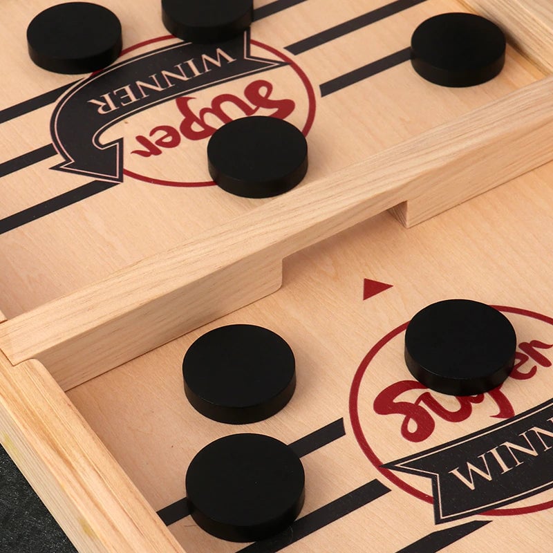 Wooden Bounce Chess - Fast Sling Puck Game - Gift For Family, Friends, Children