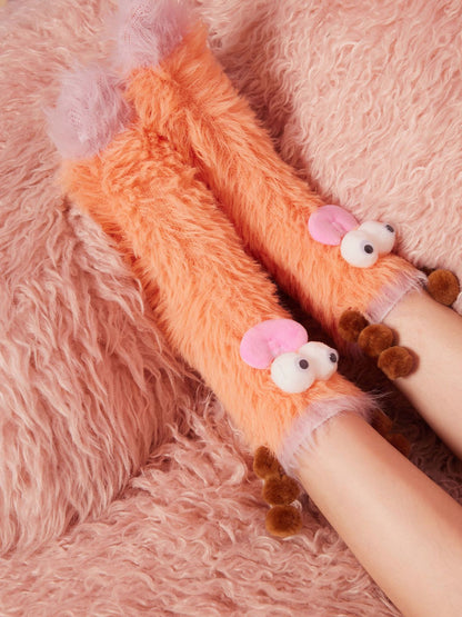 🔥Unleash the Cuteness❄️Warm & Cozy Fluffy Cartoon Monster Socks on Sale! 🧦👾