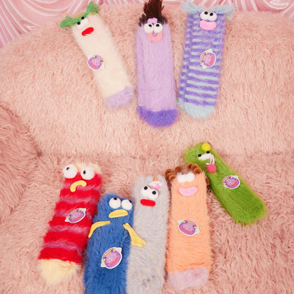 🔥Unleash the Cuteness❄️Warm & Cozy Fluffy Cartoon Monster Socks on Sale! 🧦👾