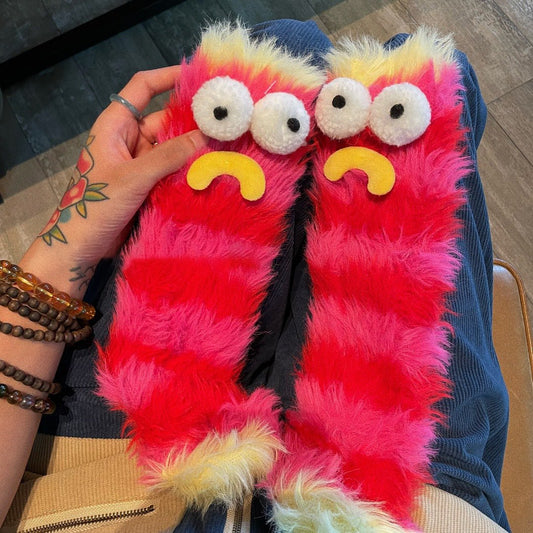 🔥Unleash the Cuteness❄️Warm & Cozy Fluffy Cartoon Monster Socks on Sale! 🧦👾