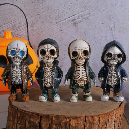 Cool Skeleton in Hoodie Sculpture Modern Resin Skeleton Figurines Crafts