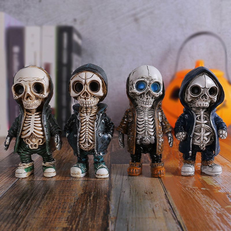 Cool Skeleton in Hoodie Sculpture Modern Resin Skeleton Figurines Crafts