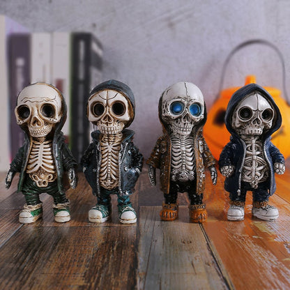 Cool Skeleton in Hoodie Sculpture Modern Resin Skeleton Figurines Crafts