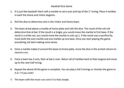 📐Handmade - 🎲Baseball Dice Board Game