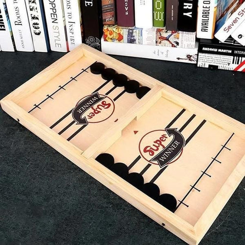 Wooden Bounce Chess - Fast Sling Puck Game - Gift For Family, Friends, Children