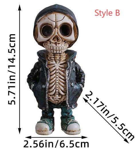 Cool Skeleton in Hoodie Sculpture Modern Resin Skeleton Figurines Crafts