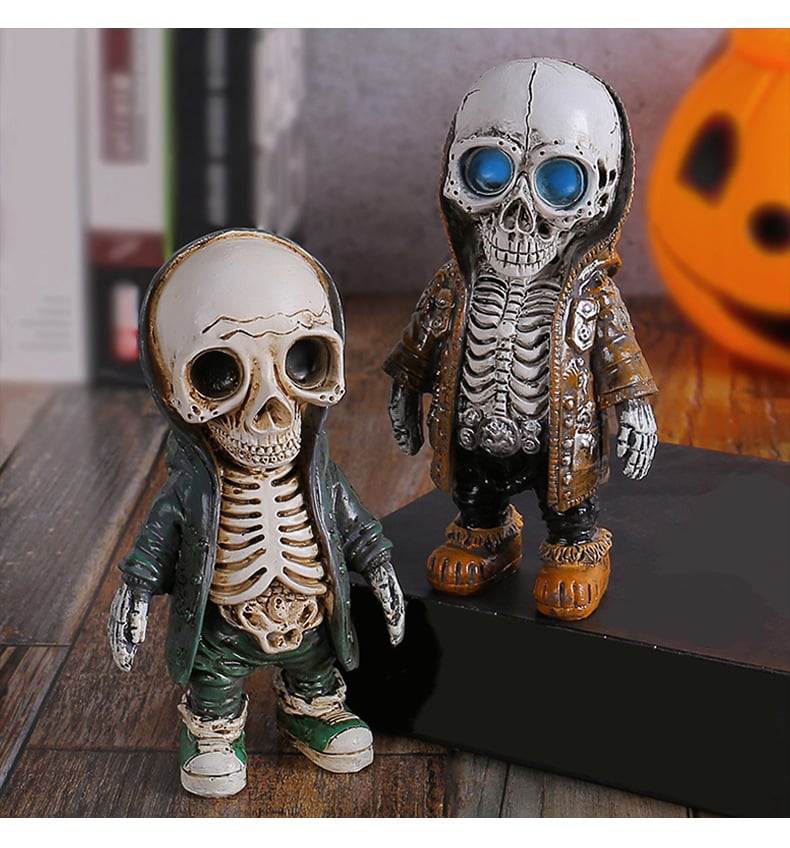 Cool Skeleton in Hoodie Sculpture Modern Resin Skeleton Figurines Crafts