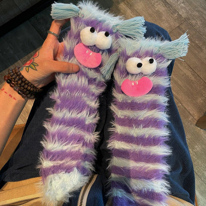 🔥Unleash the Cuteness❄️Warm & Cozy Fluffy Cartoon Monster Socks on Sale! 🧦👾