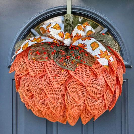 🔥Last Day 49% OFF🍁Farmhouse Pumpkin Wreath For Front Door🎃(Size:15.75*15.75 inch)