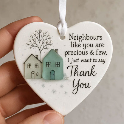 🏠💝"I'm so glad you live next door" Christmas Heart-shaped Ornament