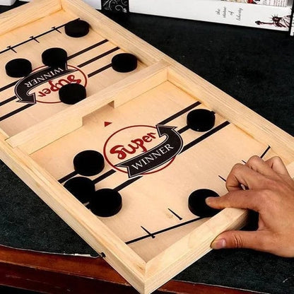 Wooden Bounce Chess - Fast Sling Puck Game - Gift For Family, Friends, Children