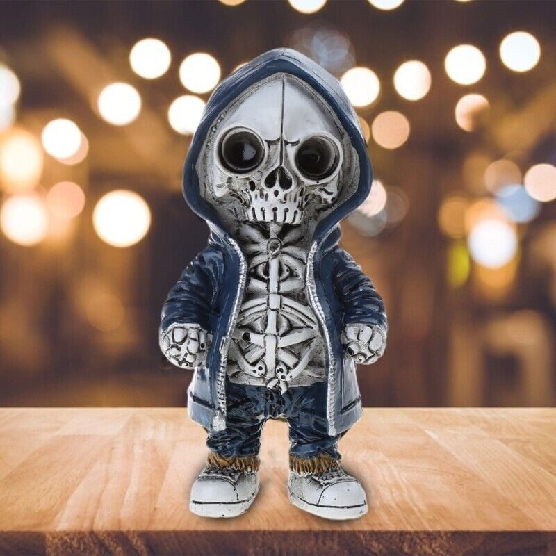 Cool Skeleton in Hoodie Sculpture Modern Resin Skeleton Figurines Crafts
