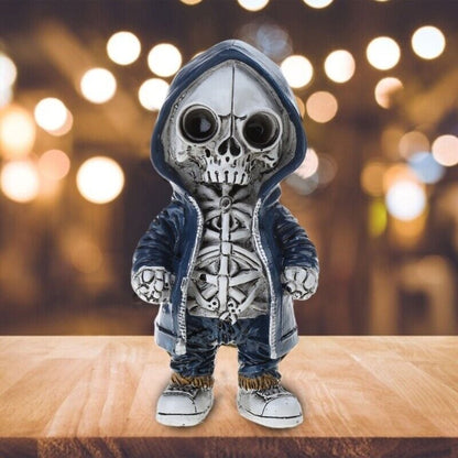 Cool Skeleton in Hoodie Sculpture Modern Resin Skeleton Figurines Crafts