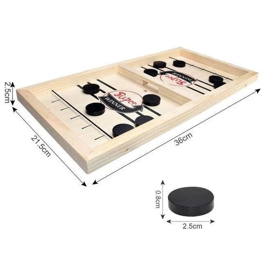 Wooden Bounce Chess - Fast Sling Puck Game - Gift For Family, Friends, Children