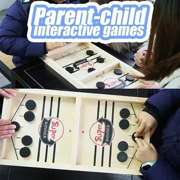Wooden Bounce Chess - Fast Sling Puck Game - Gift For Family, Friends, Children