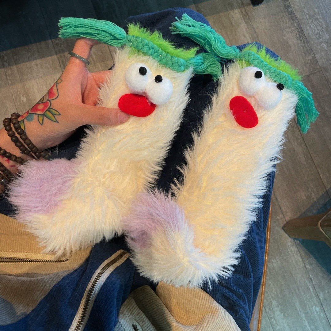 🔥Unleash the Cuteness❄️Warm & Cozy Fluffy Cartoon Monster Socks on Sale! 🧦👾