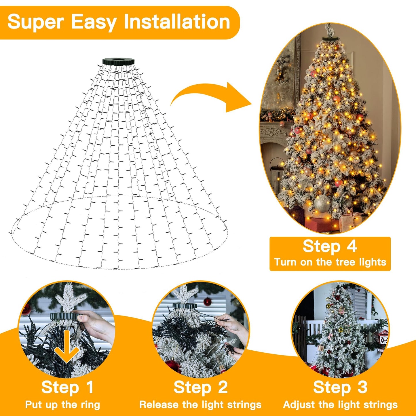 🔥Christmas Pre-sale SAVE 49%🎄Christmas Tree Waterfall Lights with Ring