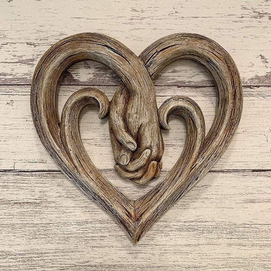 🔥 2D Flat Heart Holding Hands Wall Decor - Forever Love
