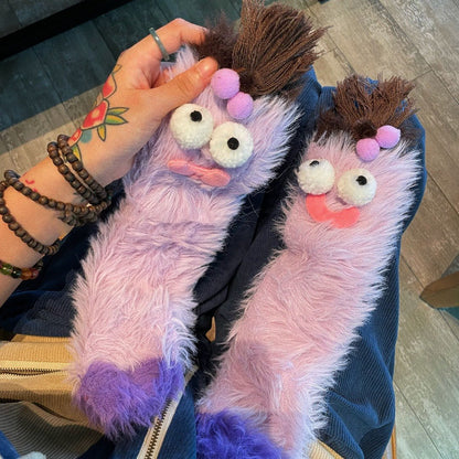 🔥Unleash the Cuteness❄️Warm & Cozy Fluffy Cartoon Monster Socks on Sale! 🧦👾