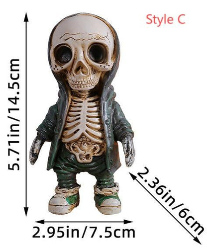 Cool Skeleton in Hoodie Sculpture Modern Resin Skeleton Figurines Crafts