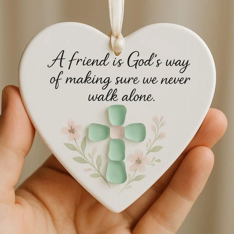 🏠💝"I'm so glad you live next door" Christmas Heart-shaped Ornament