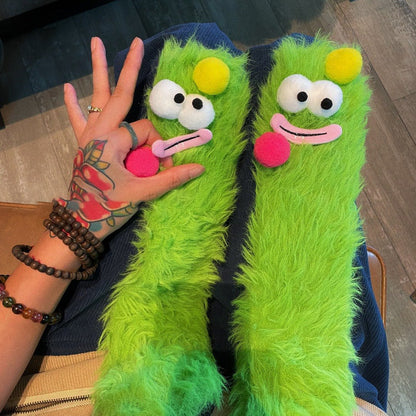 🔥Unleash the Cuteness❄️Warm & Cozy Fluffy Cartoon Monster Socks on Sale! 🧦👾