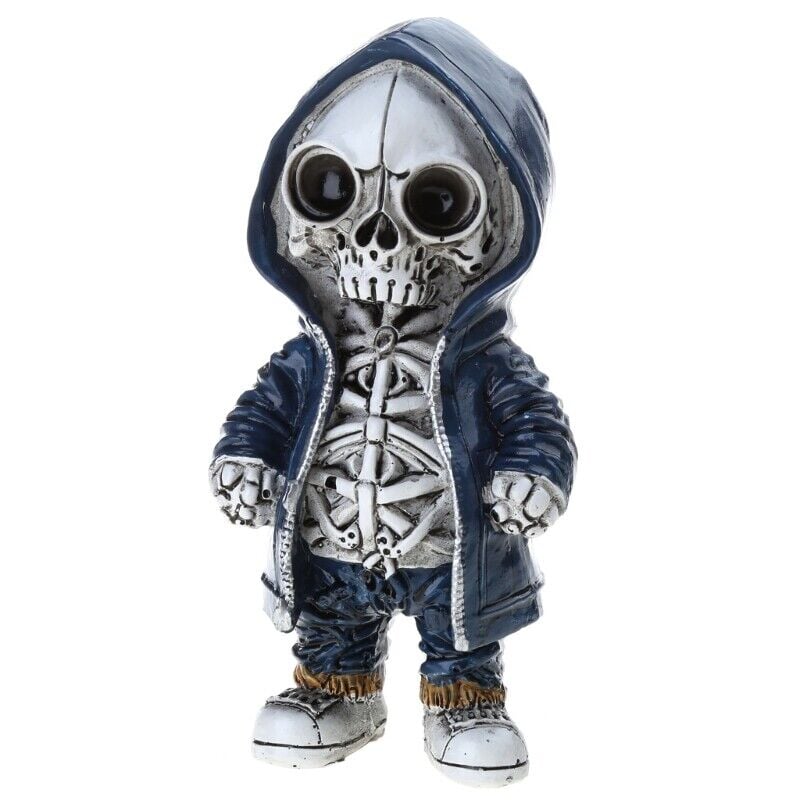 Cool Skeleton in Hoodie Sculpture Modern Resin Skeleton Figurines Crafts