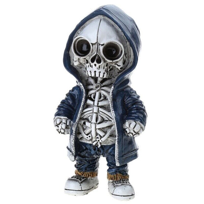 Cool Skeleton in Hoodie Sculpture Modern Resin Skeleton Figurines Crafts