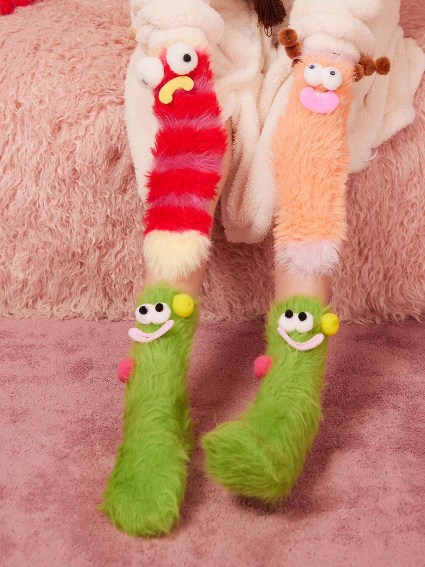 🔥Unleash the Cuteness❄️Warm & Cozy Fluffy Cartoon Monster Socks on Sale! 🧦👾