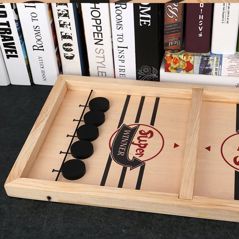 Wooden Bounce Chess - Fast Sling Puck Game - Gift For Family, Friends, Children