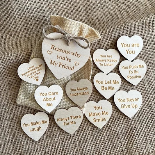 🎁Why You Are My Friend Wooden Box and Heart Tokens