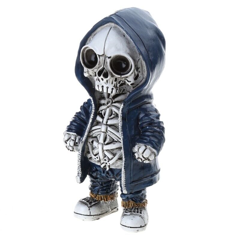 Cool Skeleton in Hoodie Sculpture Modern Resin Skeleton Figurines Crafts