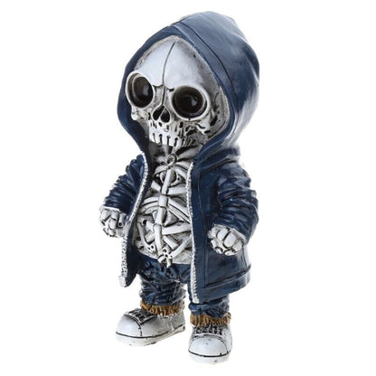 Cool Skeleton in Hoodie Sculpture Modern Resin Skeleton Figurines Crafts
