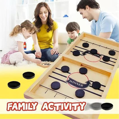 Wooden Bounce Chess - Fast Sling Puck Game - Gift For Family, Friends, Children